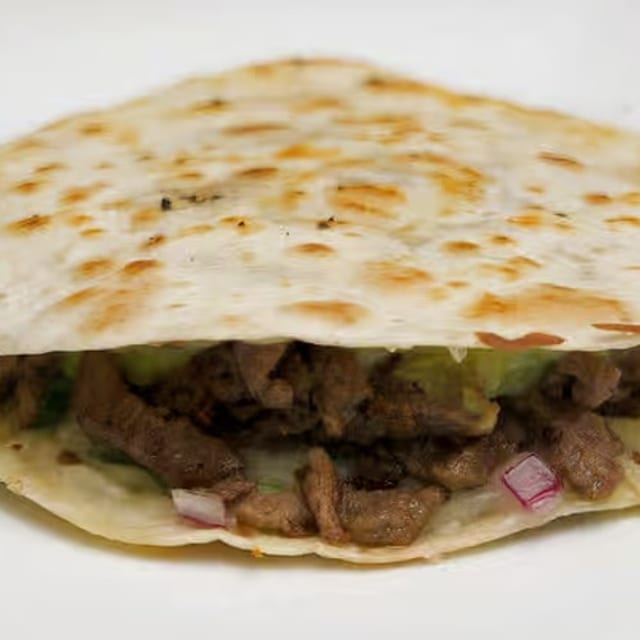 5 Quesadillas, Beans, Rice, Soft Drinks Family Pack.